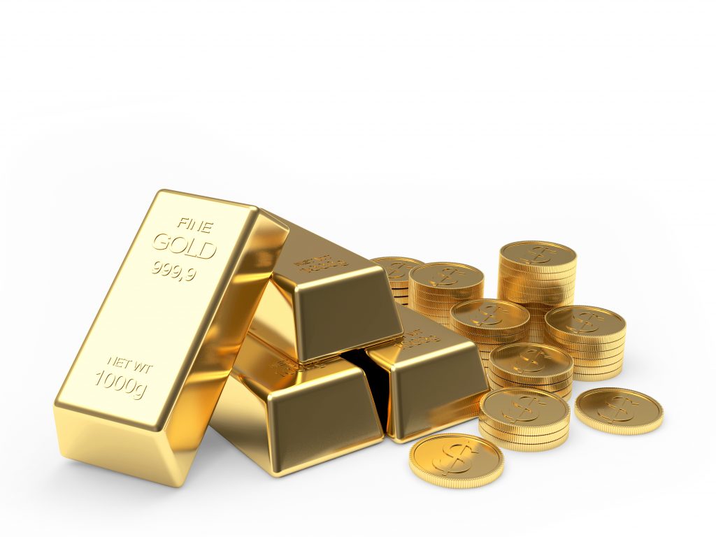 gold coins and gold bars as one of the gold investment options